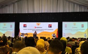 Ketua Bawaslu RI, Rahmat Bagja saat menyampaikan sambutan